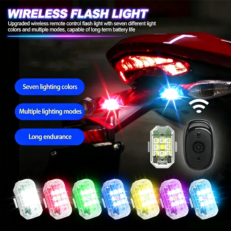 Drone Strobe Light - ワイヤレス LED ドローンストロボライトオートバイ車バイクリモコン衝突防止インジケータ警告ランプ USB 信号灯