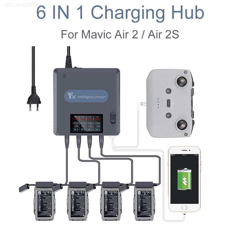6で1デジタルディスプレイ · バッテリ · チャージャdj - Drone Charging Hub のレビューと価格