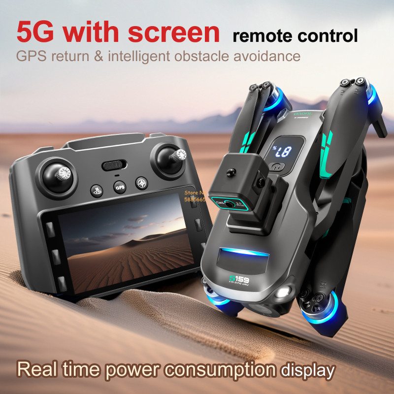 リモコン付きクワッドコプタードローン,障害物回避,LEDスク - Drone Controller Screen のレビューと価格