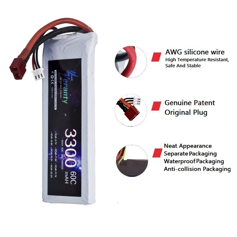 2S 7.4V リポバッテリー 3300mAh 60C 車  - Drone Battery Adapter のレビューと価格