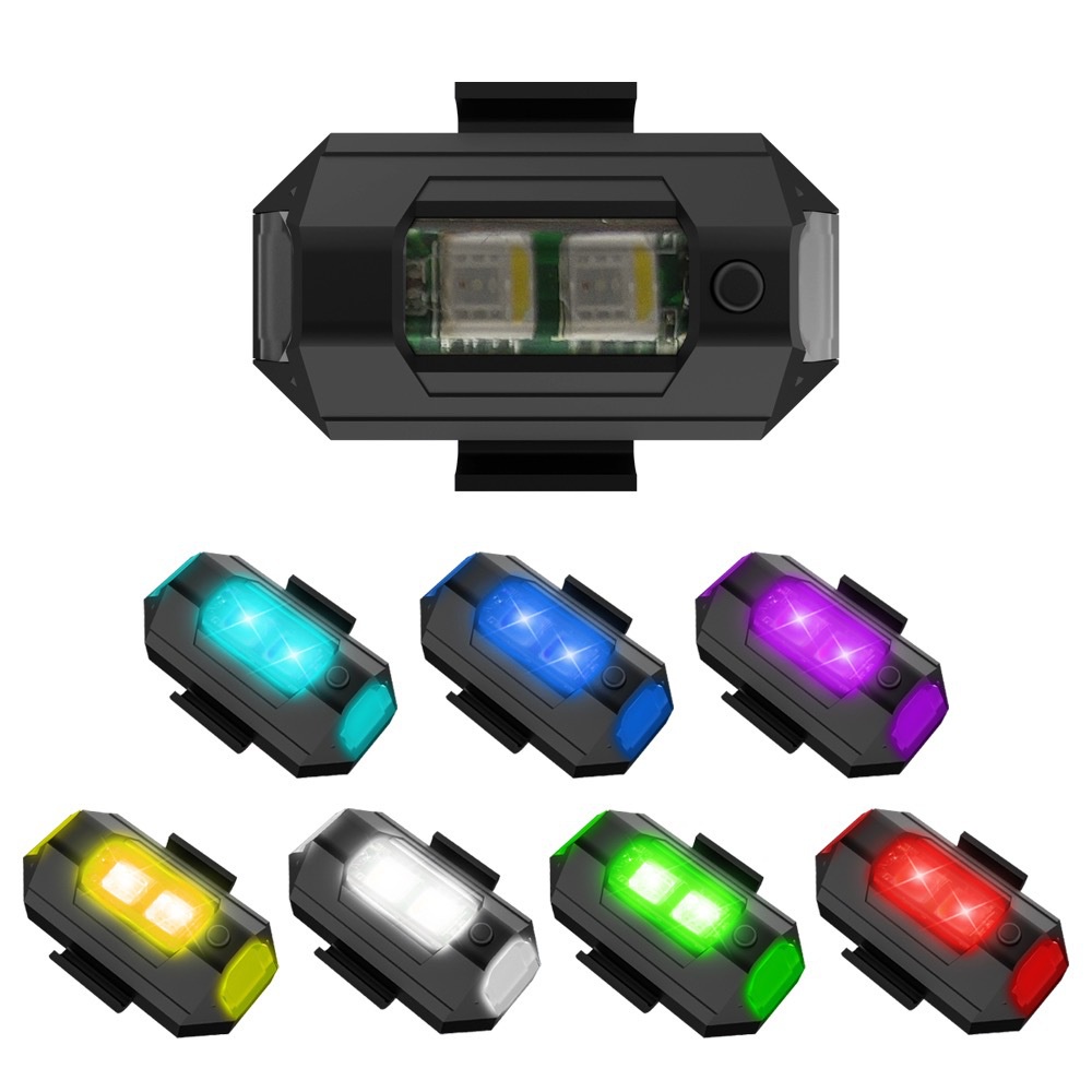 1PC 7 色ミニ USB 充電 LED 衝突防止オートバイ - Drone Strobe Light のレビューと価格