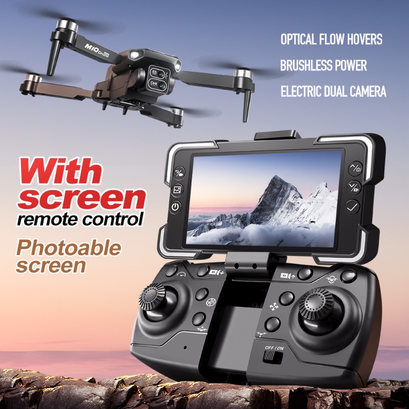 M10カメラドローン、画面付きリモコン、デュアルカメラ、オプ - Drone Controller Screen のレビューと価格